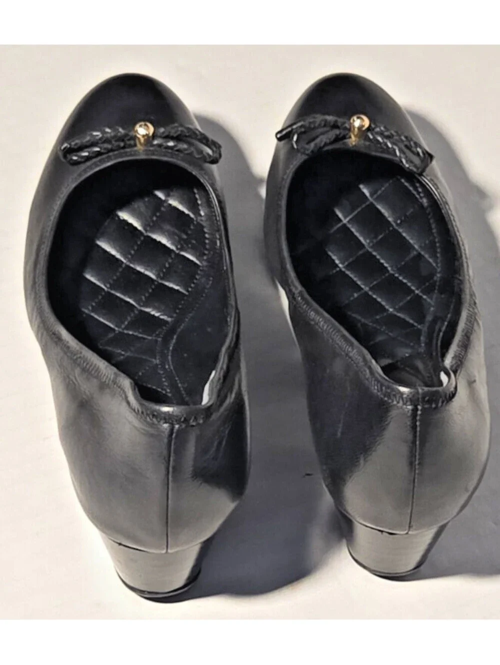 Cole Haan Tali Grand Bow Wedge Pumps Womens SIZE Black Leather Grand OS